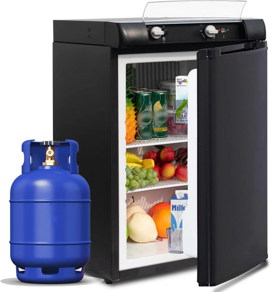 Frigorifero 12V/220V, Gas, 60 L, 12 V, nero, 60L Frigo 12V/220V, SMETA Frigorifero camper, Frigorifero Trivalente per Camper, Casa Mobile, Silenzioso