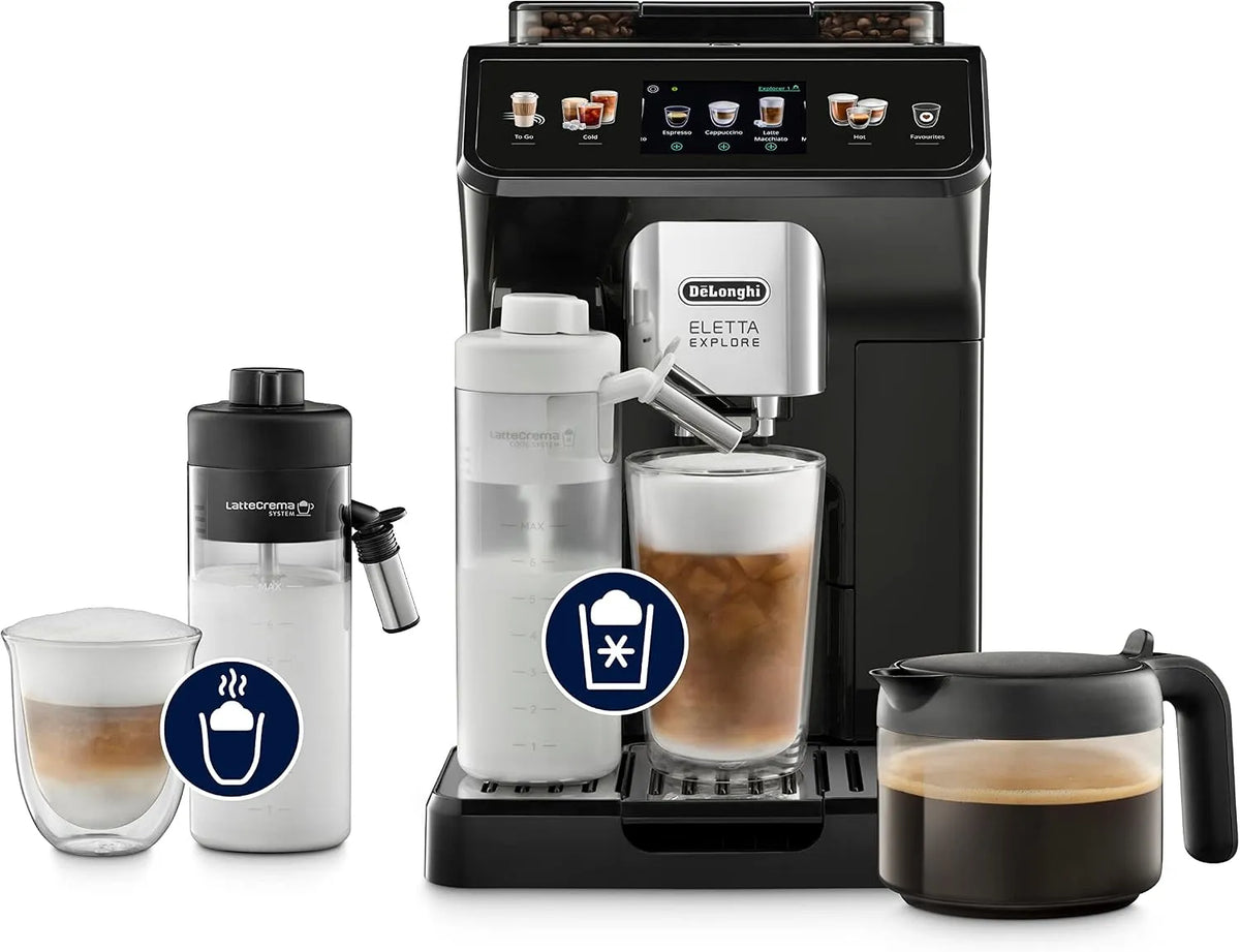 Macchina da caffè automatica ECAM452.57.G, touch, grigio, 50 Bevande in un Solo Tocco, De'Longhi Eletta Explore, LatteCrema Montalatte Automatico