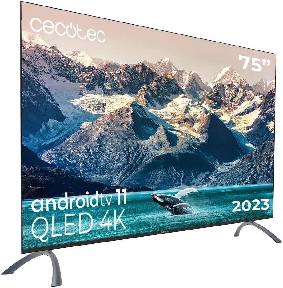 Cecotec VQU20075S. Smart TV, 75 pollici, televisore, 4K UHD, QLED, HDR, audio Dolby, senza cornice, Android OS, HDR10, Dolby Vision e Dolby Atmos