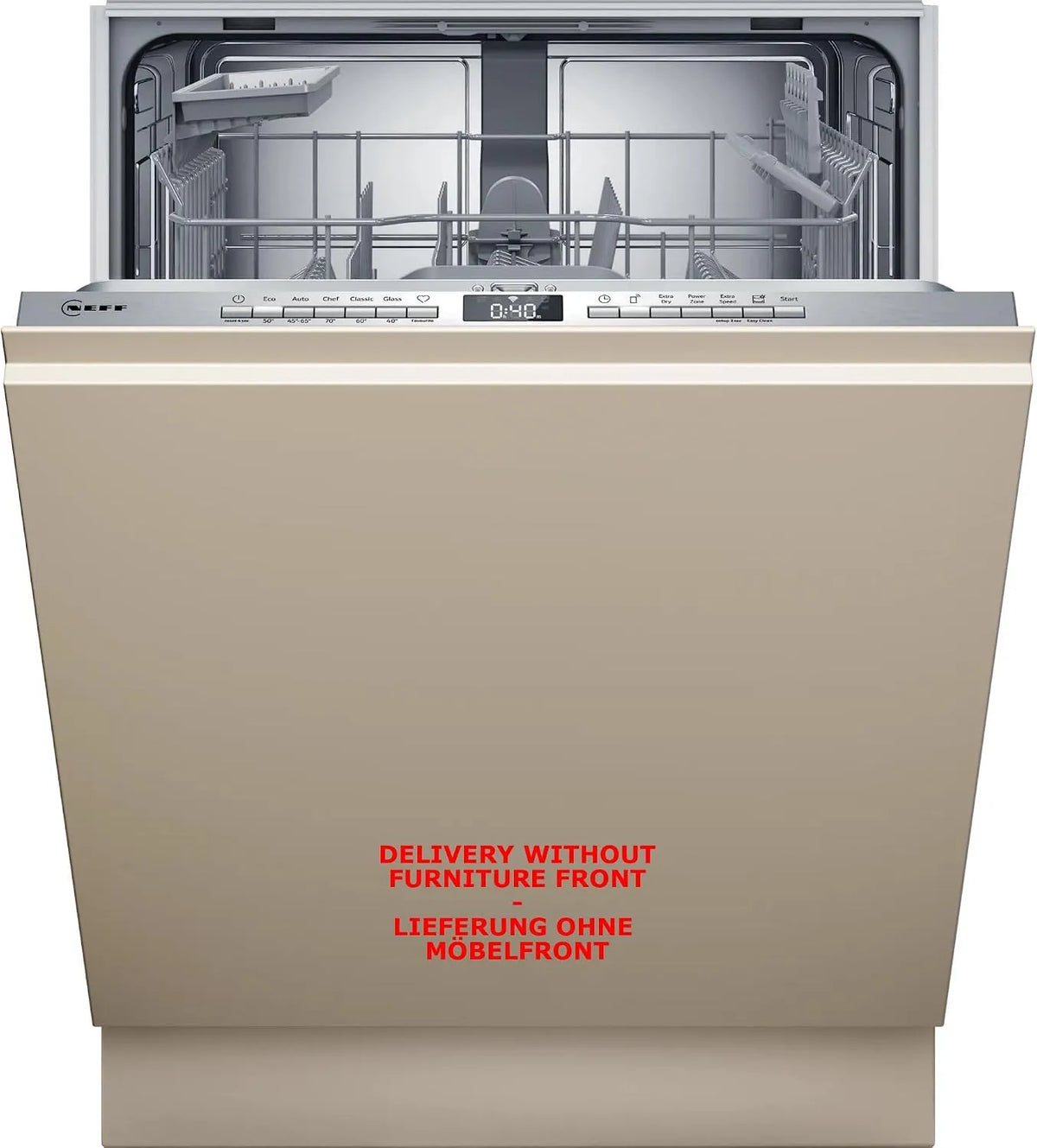 NEFF S175HTX04E Lavastoviglie, 60 cm, incasso totale, pulizia forte con Chef 70oC, cestello superiore regolabile in altezza, N 50, Smart lavastoviglie