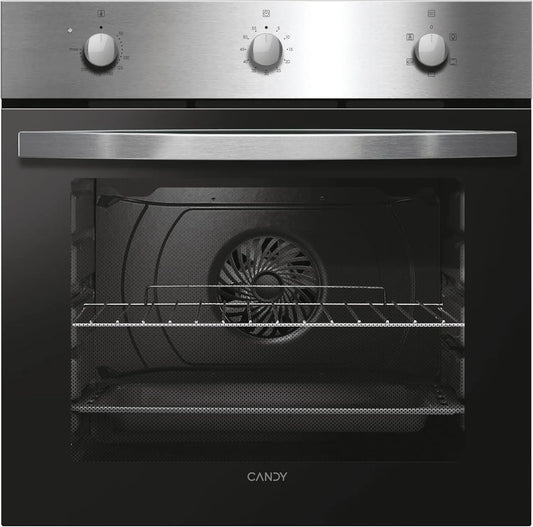 Candy X502 Forno elettrico, 59, 5 x 59, 5 x 58, 8 cm, 65 L, classe energetica A, da incasso, acciaio inox, nero, 5 Modalità di Cottura, FIDC, 65 Litri