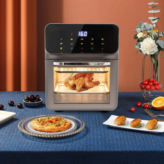 Forno elettrico per pizza, 13 L, 1350 W, touch, display LCD, scongelamento, funzione visiva, cuocere e grigliare, carne alla griglia, pesce, verdure