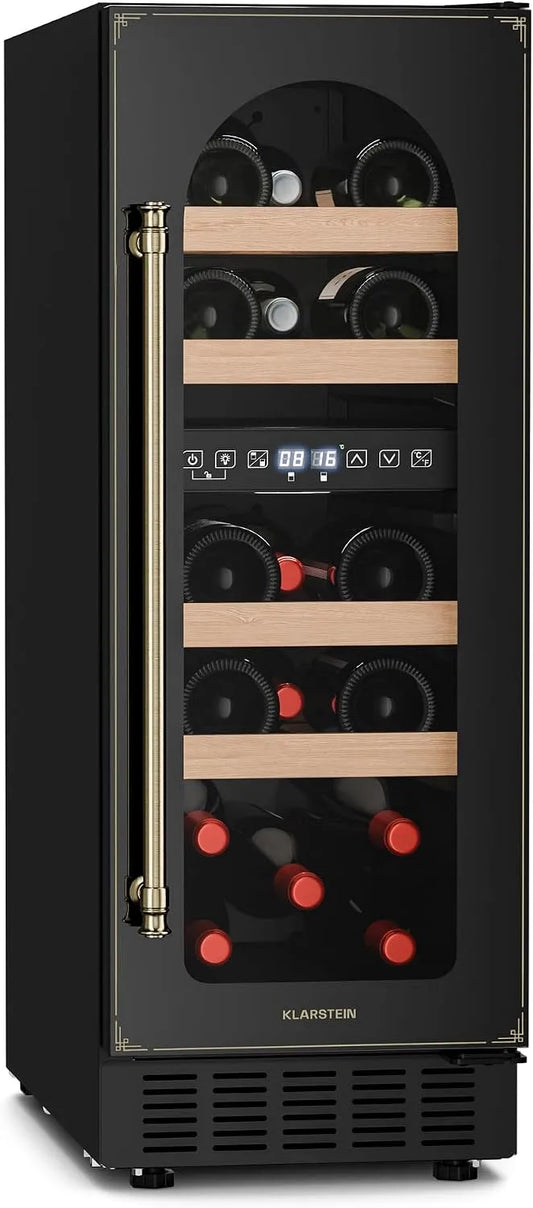 Klarstein Cantinetta vino, 52 L, 17 bottiglie, 5 a 22 °C, touch, Mini Frigo con Protezione UV, Frigo Bar, Esterni