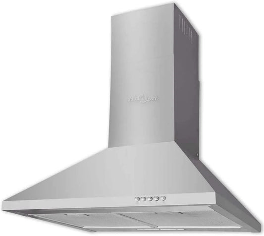Cappa aspirante, cappa da cucina, scarico e ricircolo, 3 livelli, acciaio inox, 600 mm, con filtro ai carboni attivi e filtro antigrasso