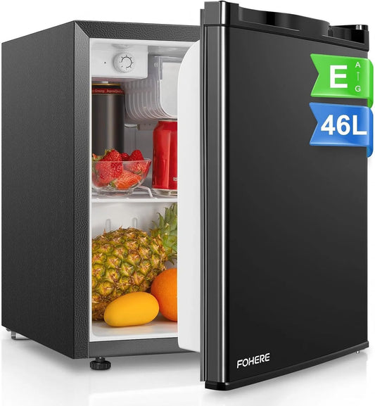 Frigorifero, 46 L, FOHERE 46Litri, nero, Appartamenti, Mini Frigo Tavolo Monoporta, Termostato Regolabile, Silenzioso, Porta Reversibile, Adatto a