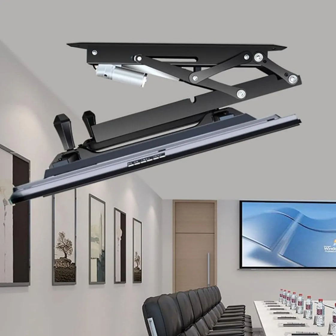 Smart TV, 75 pollici, televisore, Supporto TV motorizzato con telecomando e interruttore per installazione a soffitto