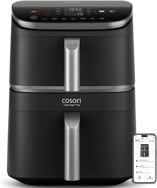 Friggitrice ad aria, 10, 8 L, Wi-Fi, 8 Litri, Con WIFI, Cosori Turbo Tower Pro Smart Friggitrice ad Aria 10