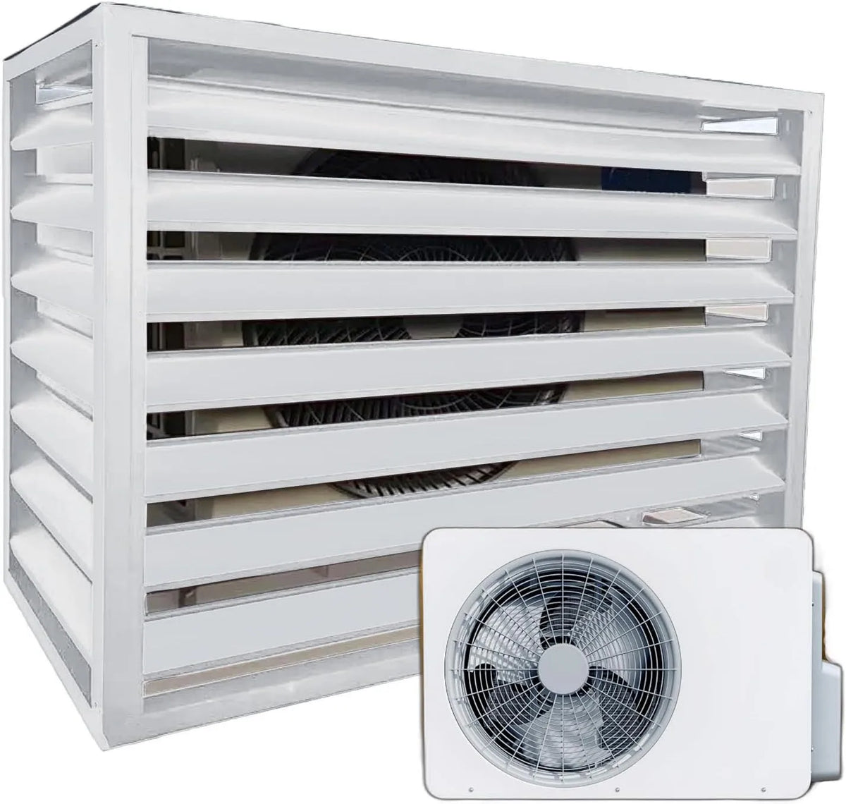 modello 1.5P, Copertura per Pompa di Calore Bianco Piano Sup 100×50×70, Insonorizzante Protezione Antifurto Resistente alle Condizioni Estreme - Per