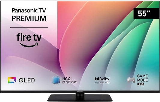 Panasonic TV-55W80AEZ Smart TV, 55 pollici, televisore, 4K UHD, QLED, nero, Dolby Vision e Atmos, 2024, Fire OS, Controllo Vocale Alexa, Modalità Game