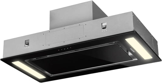Klarstein Cappa aspirante, 90 cm, 230 W, 609 m3/h, classe energetica A, cappa da cucina, 3 velocità, touch, nero, Luce LED, Cappa Sottopensile con