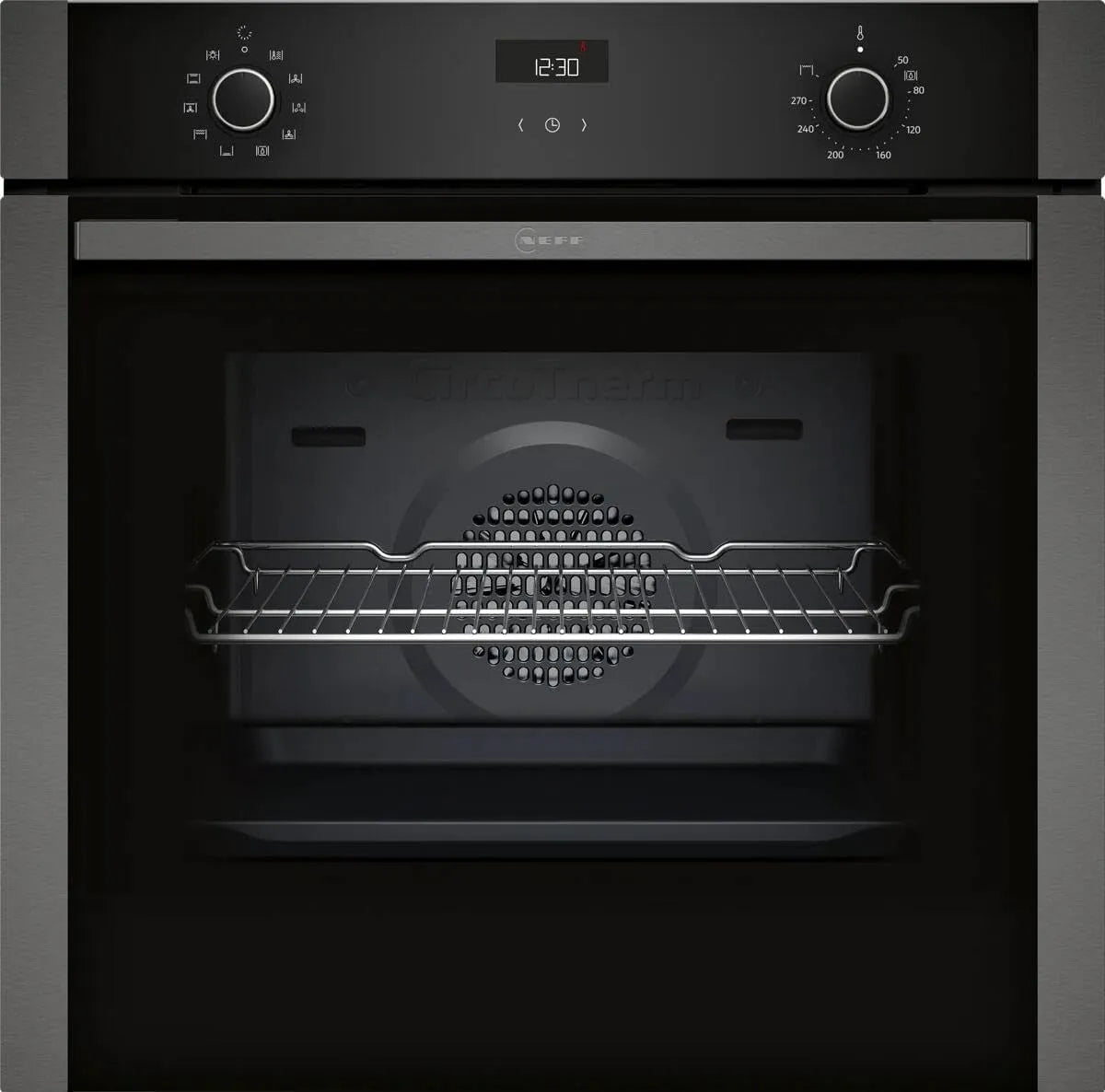 NEFF B1ACE2AG3 N50 Forno elettrico, 60 x 60 cm, effetto 3D, display LCD, grigio, aria calda 3D, prodotto in Germania, CircoTherm, Soft Close e Soft