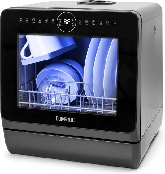 Lavastoviglie DW5, 950 W, 7 programmi, Duronic DW5 BK Mini Lavastoviglie da Tavolo 950W