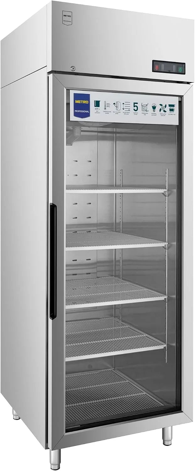 Frigorifero GRE2700G, 450 L, illuminazione LED, vetro, argento, 5 Ripiani, 450L, Serratura, Piedini Regolabili