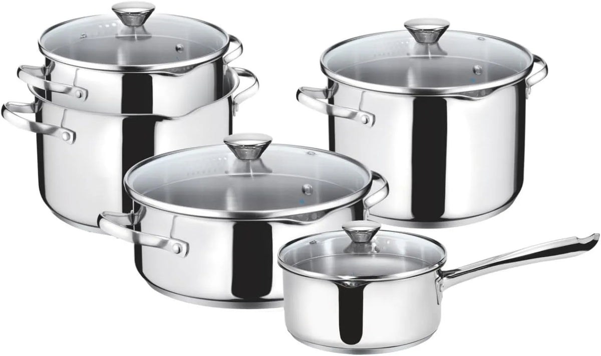 Forno elettrico, acciaio inox, Lagostina Smart Set di Pentole Induzione, Batteria di Pentole con 4 Casseruole, Pentola 2 Maniglie, 9 Pezzi, 10