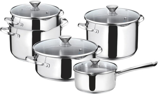 Forno elettrico, acciaio inox, Lagostina Smart Set di Pentole Induzione, Batteria di Pentole con 4 Casseruole, Pentola 2 Maniglie, 9 Pezzi, 10