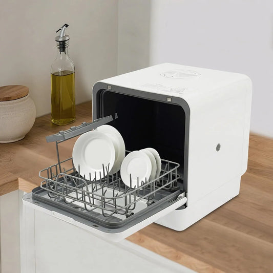 Dell Lavastoviglie, 6 L, ampio serbatoio, finestra in vetro trasparente e luce LED, appartamenti e, Lavastoviglie da tavolo con serbatoio dell'acqua