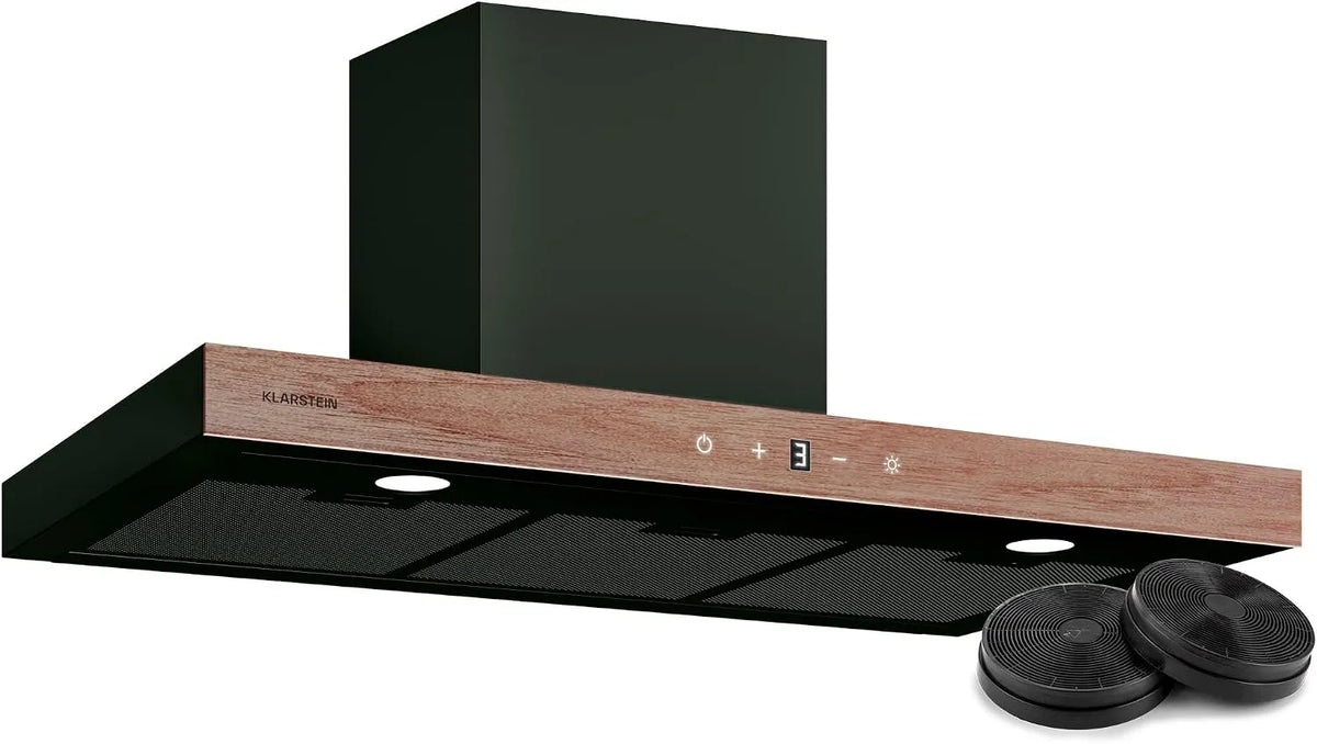 Klarstein 4000K Cappa aspirante, 90cm, 885 m3/h, 47 dB, cappa da cucina, scarico e ricircolo, Boost, touch, nero, LED, ora, Efficienza Energetica A+++