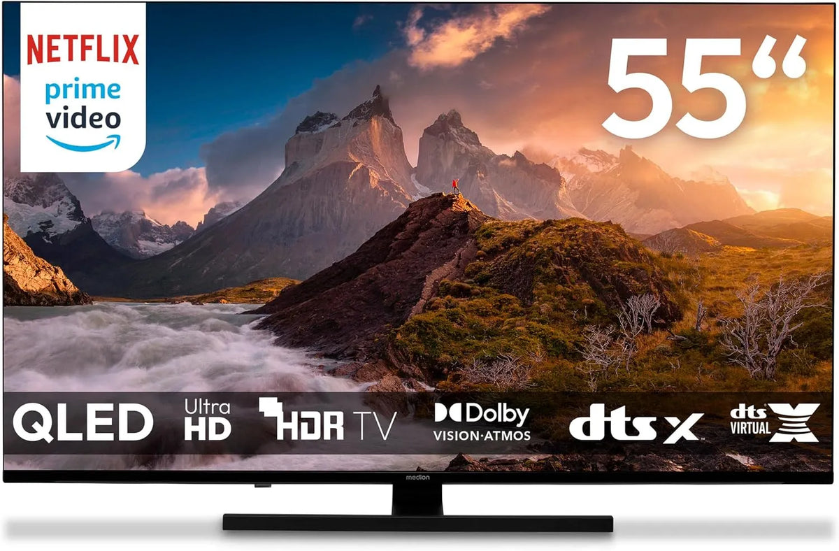 Google Smart TV, 55 pollici, televisore, 4K UHD, QLED, HDR, triplo tuner DVB-T2, S2, audio Dolby, Bluetooth, DVB-S2, registrazione PVR, DVB-T2 HD