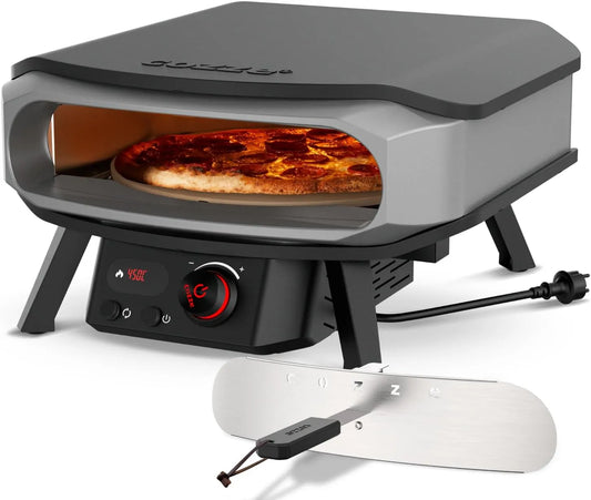Forno elettrico per pizza, 17 pollici, 230 V, Presa 230V Perfetta per Pizze Croccanti, Regolatore e 2 m, Cozze® ROTATE Pizza Oven Elettrica di Alta