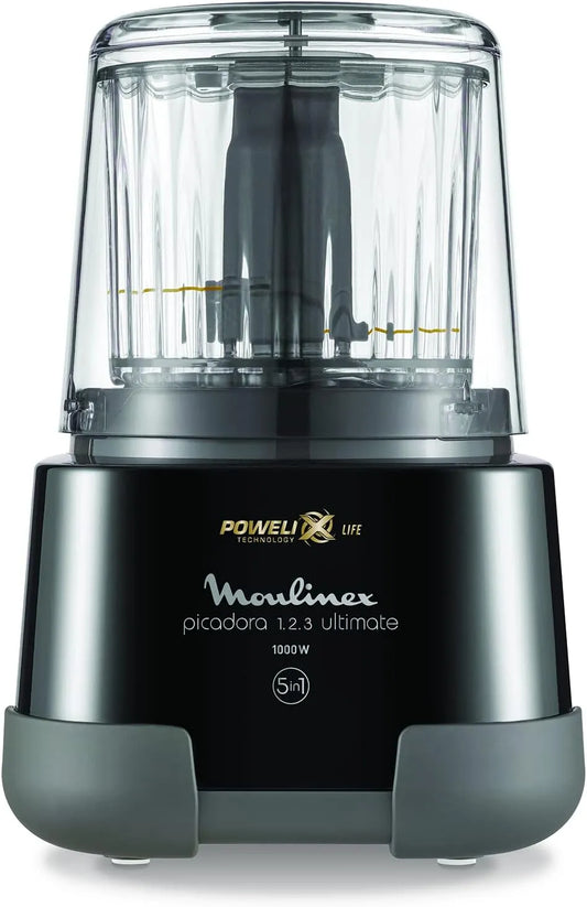 Moulinex Tritatutto Elettrico, DP8108 Moulinette Ultimate, Lame in Titanio, Tecnologia Powelix Life DP8108 550ml, 1000W, Capacità fino a 550ml