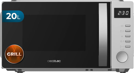 Cecotec 3DWave Forno a microonde, 20 L, 700 W, grill, timer, scongelamento, argento, Timer 30 Min, 5 Livelli Potenza, Tecnologia 3DWave, 20L