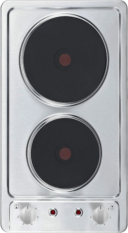 Respekta 9111EN Piano cottura elettrico, 29 cm, da incasso, acciaio inox, piastra elettrica, 6 Livelli, Fornello Elettrico, Manopole, Pronto All'uso