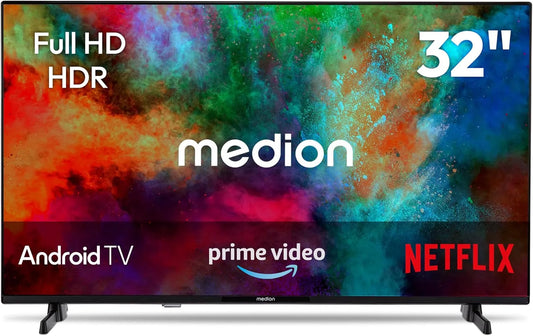 Smart TV, 32 pollici, televisore, HDR, triplo tuner DVB-T2, S2, Bluetooth, Android OS, DVB-S2, Full HD, registrazione PVR, MD 832100, 80 cm, HEVC