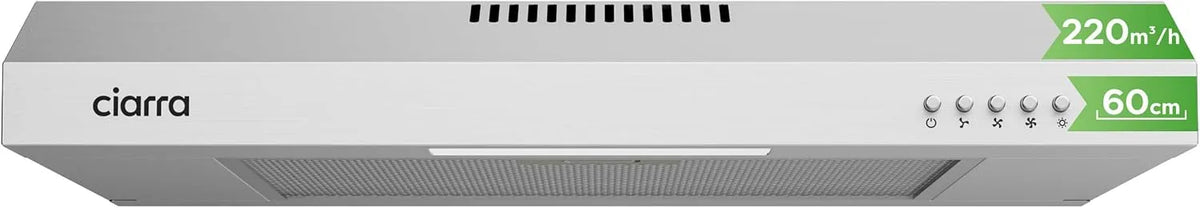 CIARRA CAS6903B Cappa aspirante, 60 cm, cappa da cucina, Sottile 8, 5 cm