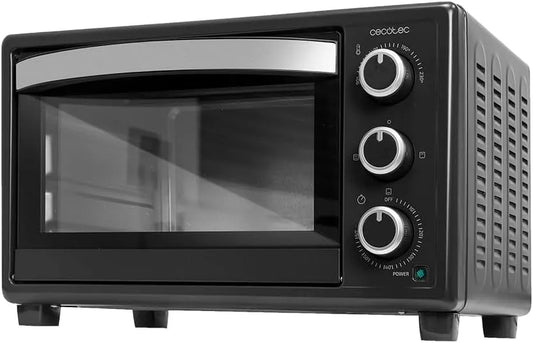 Cecotec Forno elettrico, 23 L, 1500 W, timer, grill, nero, timer 60 min, fino a 230 °C, Cecotec Forno da tavolo Bake&Toast 2300 Black, calore base