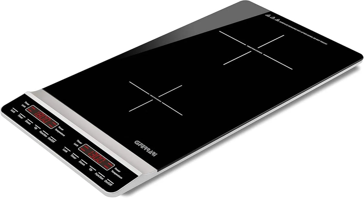 modello G10139, Timer 3 ore, G3 Ferrari G10139 Dinamiko Deep Piastra ad Induzione Doppio Verticale, 3100 W, Design Slim 50cm, Comandi Soft-touch