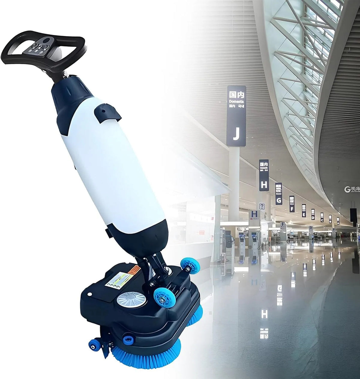 Lavasciuga, lavatrice, asciugatrice, portatile, professionale, bianco, Testa Rotante a 360°, 1200 m2, Doppie spazzole rotanti, Leggera White
