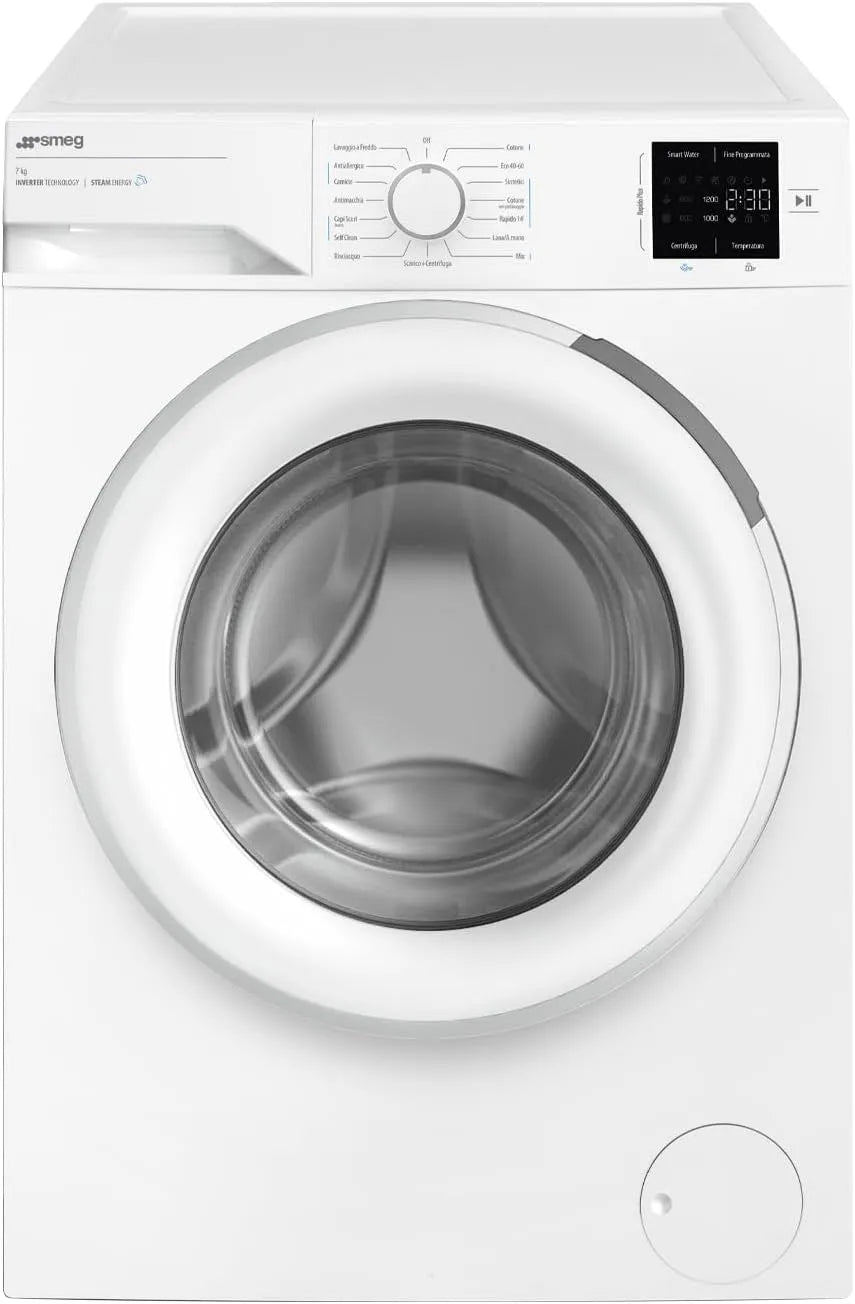 Smeg WMC72SEA Lavatrice, 7 kg, bianco, min Bianco, Smeg WMC72SEA lavatrice Caricamento frontale 7 kg 1200 Giri