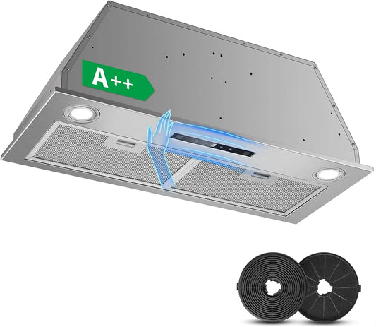 Cappa aspirante, 72 cm, 400 m3/h, cappa da cucina, 3 velocità, da incasso, Boost, Illuminazione a LED, Tocco, Comandi Gesto, Evacuazione dei condotti