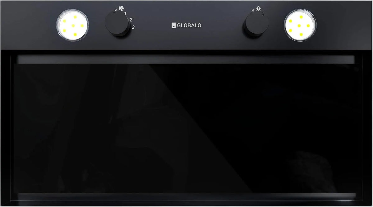 Cappa aspirante m3/h, 60 cm, 570 m3/h, 45 dB, classe energetica E, cappa da cucina, da incasso, 3 livelli, nero, Floweri 60.2 Black, con illuminazione