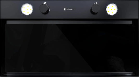 Cappa aspirante m3/h, 60 cm, 570 m3/h, 45 dB, classe energetica E, cappa da cucina, da incasso, 3 livelli, nero, Floweri 60.2 Black, con illuminazione