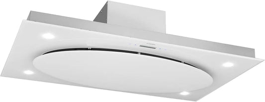 Klarstein Cappa aspirante, 110 cm, 987 m3/h, cappa da cucina, montaggio a parete, touch, 3 livelli, acciaio inox, bianco, 2 Filtri Antigrasso