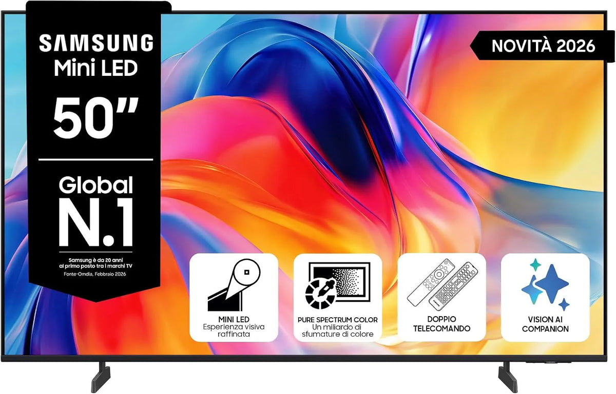 Samsung UE50M72HAUXZT Smart TV, 50 pollici, 50 Hz, televisore, 4K UHD, HDR, HDR 10+, Motion Xcelerator 50Hz, Voice Control with AI, 2026, Vision AI