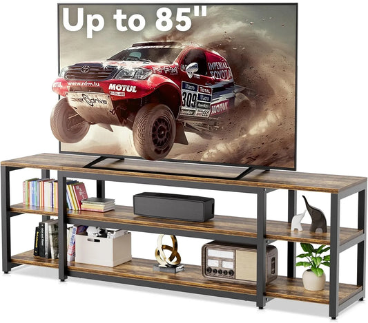 Mobile TV, 85 pollici, 40 x 191 x 58 cm, decorazione del soggiorno, consolle in legno vintage con 2 ripiani aperti, 75, 80
