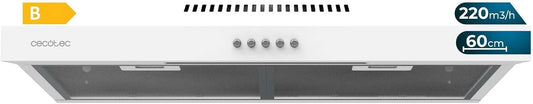 Cecotec Bolero Flux CM m3/h Cappa aspirante, 60 cm, 220 m3/h, cappa da cucina, 3 livelli, acciaio inox, motore 70 W, Potenza di aspirazione 220