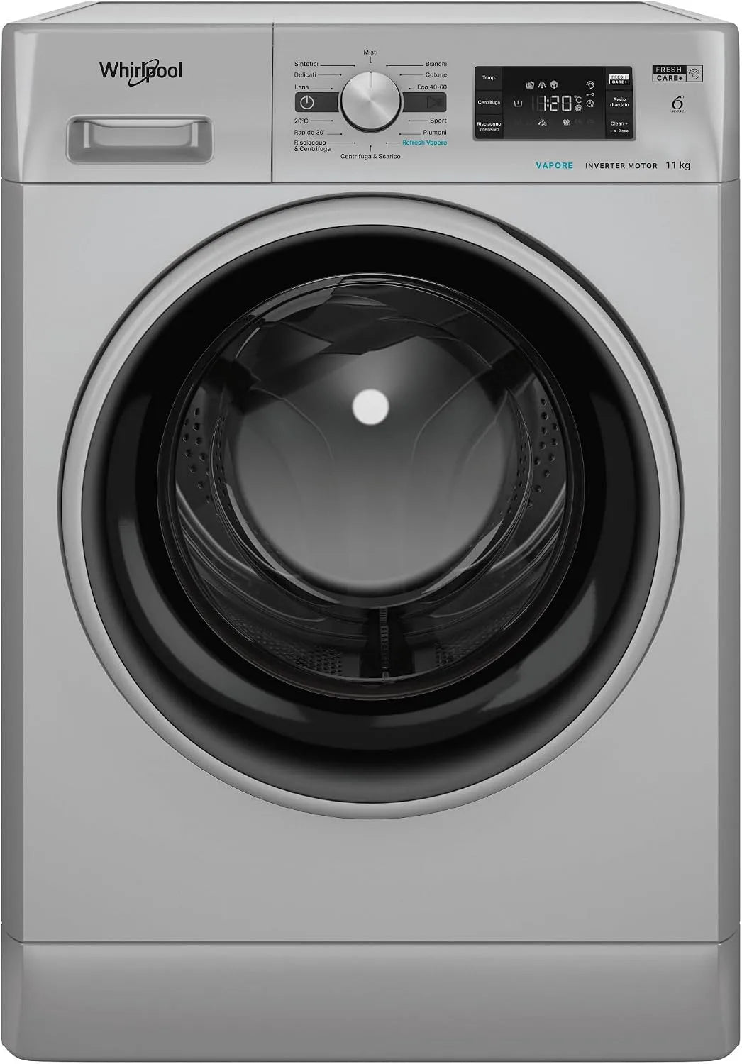 Whirlpool Lavatrice, 59, 5cm, 11 kg, classe energetica E, libera installazione, argento, Centrifuga 1400 Giri Al Minuto, Altezza 85, Profondità 60