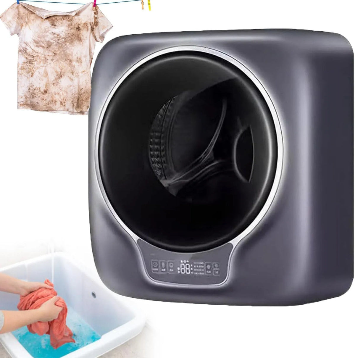 Lavatrice, 3 kg, montaggio a parete, cestello frontale completamente automatico, lavaggio ad alta temperatura, bassa rumorosità