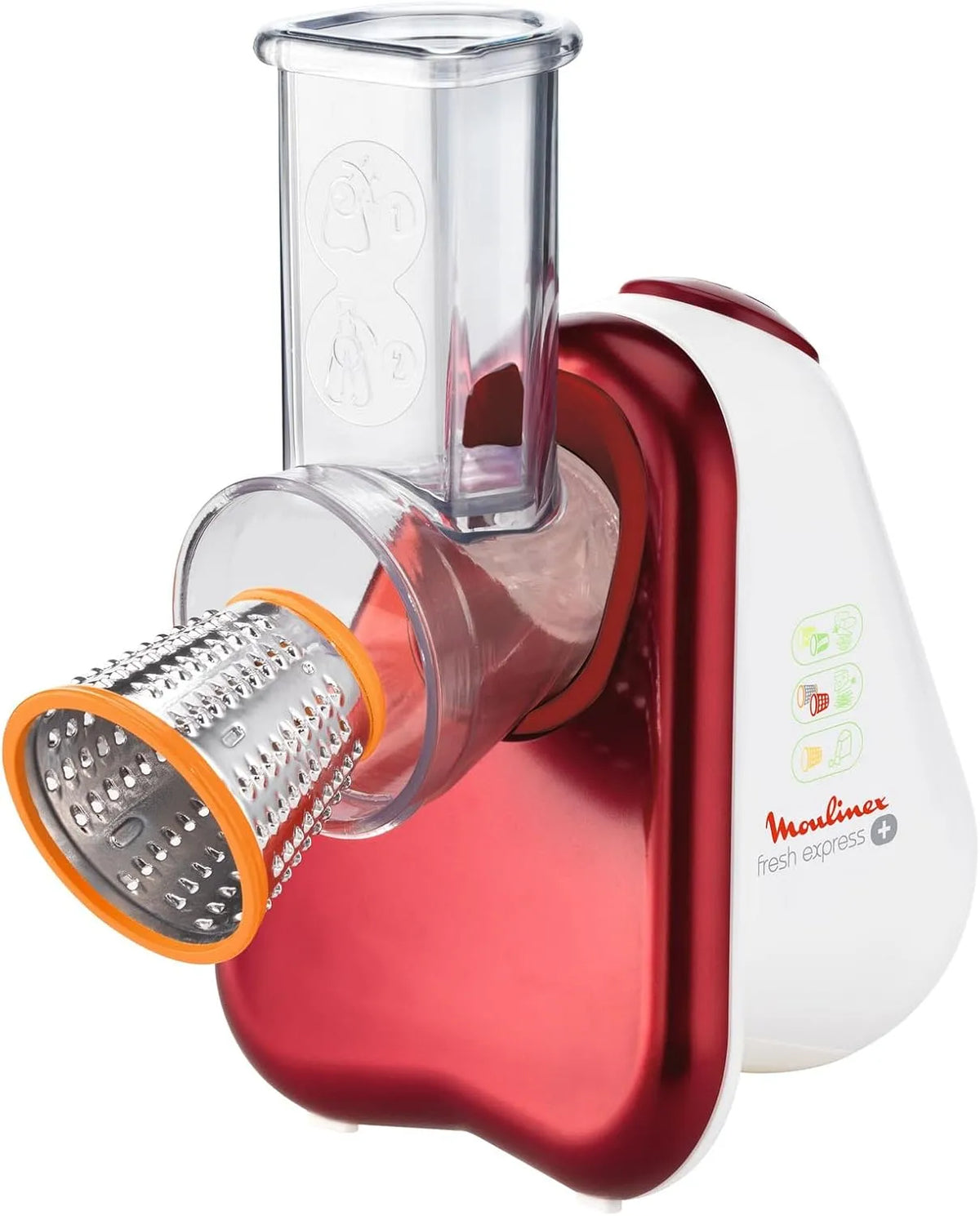 Moulinex 5 Funzioni di Taglio, Fresh Express Plus Affettatutto Grattugia Elettrico, 150 W, 1 L DJ755G10, 1 Decibel, Plastica, Rosso