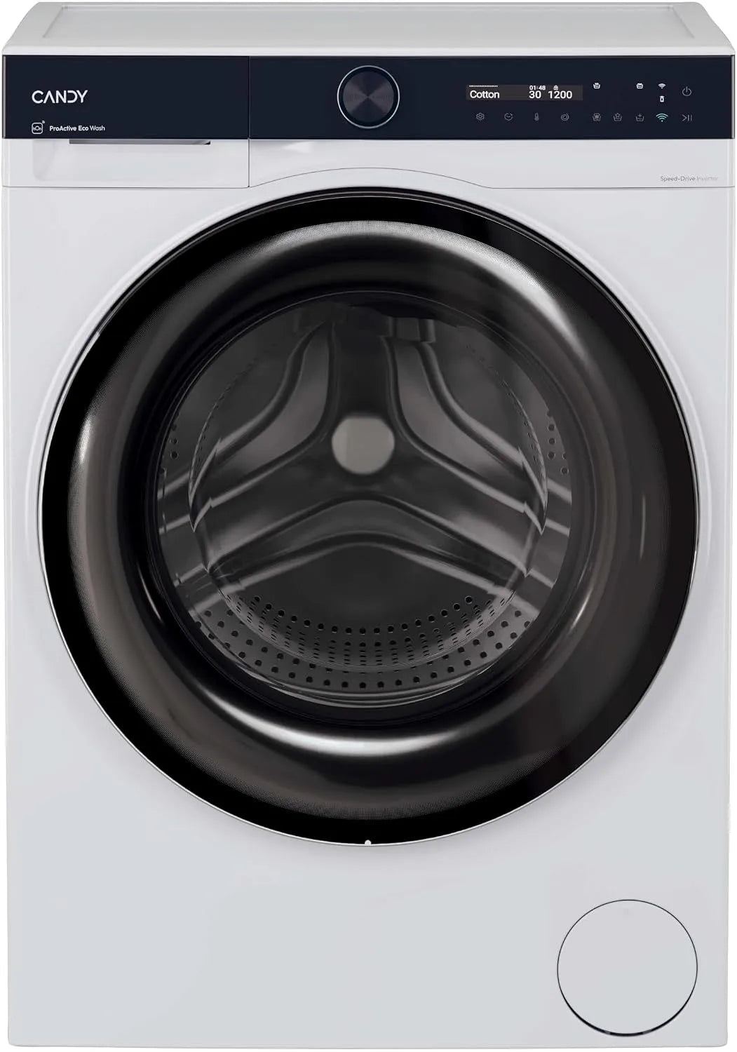 Candy 48SB6-S Lavatrice, 60 x 43 x 85cm, 8 kg, classe energetica A, touch, Wi-Fi, Inverter, display LCD, stretto, bianco, App hOn, 1400 Giri