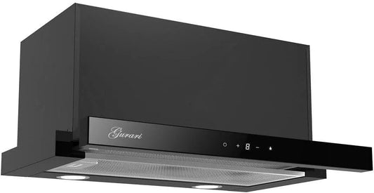 Cappa aspirante, 60 cm, 1000 m3/h, cappa da cucina, GURARI 3003C, da incasso, nero, CH +, vetro nero