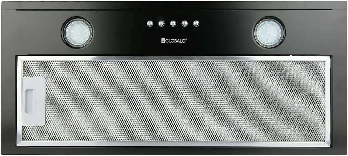 Cappa aspirante, 60 cm, cappa da cucina, da incasso, acciaio inox, nero, serie acciaio per mobile base da cucina, 1 Black