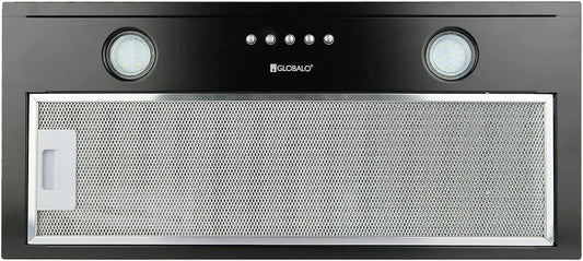 Cappa aspirante, 60 cm, cappa da cucina, da incasso, acciaio inox, nero, serie acciaio per mobile base da cucina, 1 Black