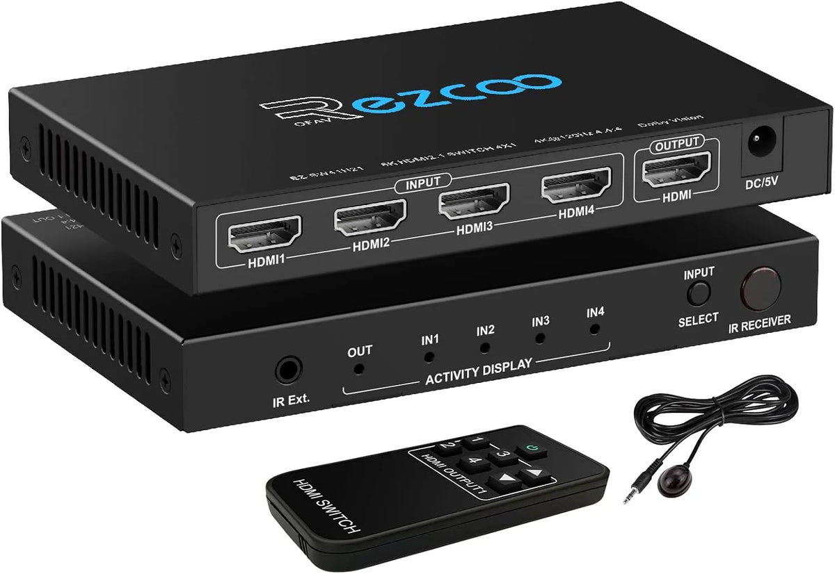modello HDCP2.3 HDR10+CEC, 4K@120Hz Switch HDMI 2.1 4x1 Estrattore Audio VRR ALLM HDCP2.3 ARC HDR10+CEC Ottico SPDIF Ottico e Uscita Audio AUX da 3