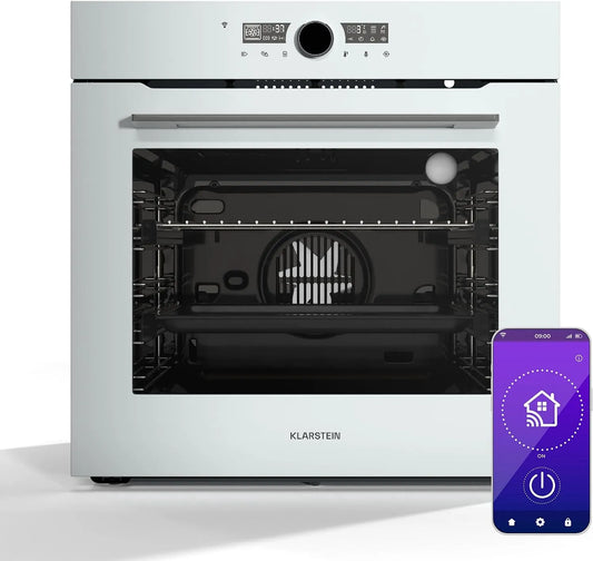 Klarstein Forno elettrico, 73 L, 11 programmi, classe energetica A, da incasso, timer, Wi-Fi, Controllo WiFi, Illuminosa Smart, 11 Funzioni, Sportello