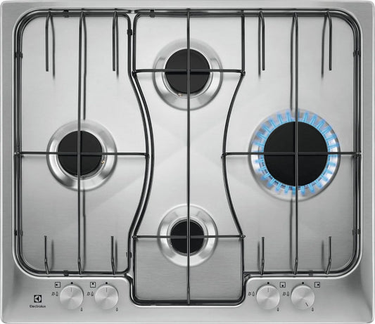 Electrolux Piano cottura a gas, da incasso, acciaio inox, fornello a gas, nero, Acciaio inossidabile piano cottura