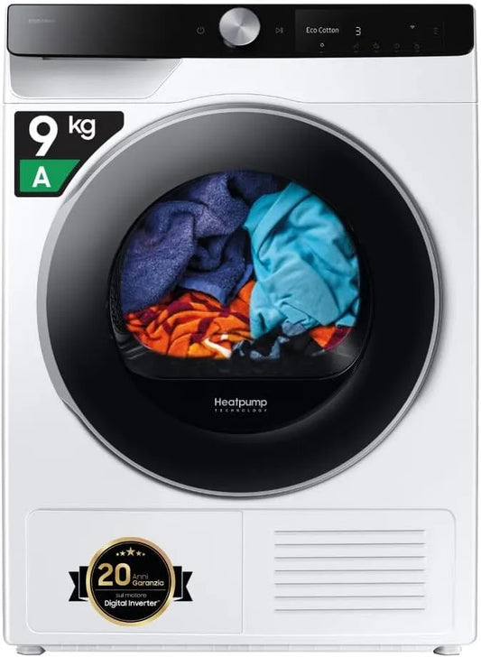 Samsung DV90DG6845LEU3 85H Asciugatrice, 60 L, 9 kg, Wi-Fi, AI Dry, Samsung Asciugatrice AI Control DV90DG6845LEU3, 60L x 85H x 60P cm, Wifi, Pompa di
